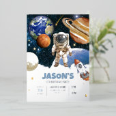En Aluminium Invitation d'anniversaire pour l'espace extra-atmo (Debout devant)