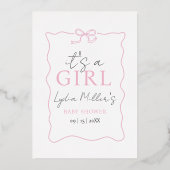 En Aluminium Invitation de Baby shower de la croupe rose, Baby  (Recto)