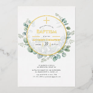 En Aluminium Invitation de baptême géométrique à la feuille d'e