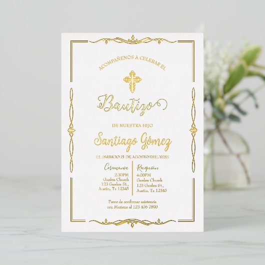 En Aluminium Invitation de baptême pour garçon (Debout devant)