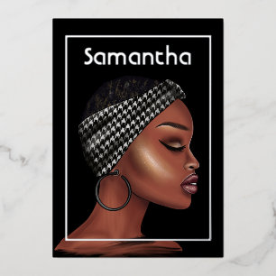 En Aluminium Invitation de Black Woman Birthday Party Foil