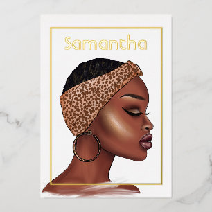 En Aluminium Invitation de Black Woman Birthday Party Foil