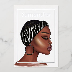 En Aluminium Invitation de Black Woman Birthday Party Foil