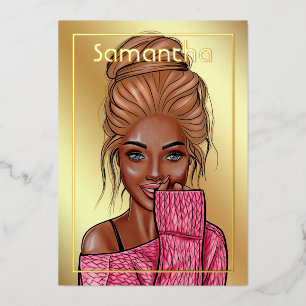 En Aluminium Invitation de Black Woman Birthday Party Foil