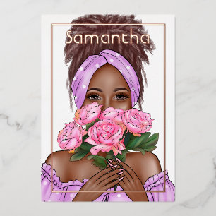 En Aluminium Invitation de Black Woman Birthday Party Foil