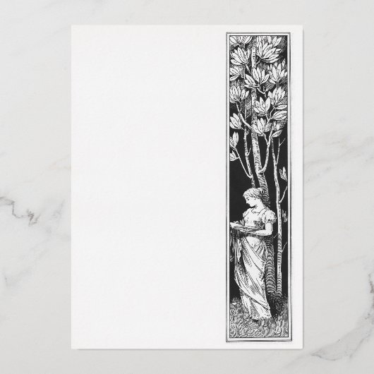En Aluminium Invitation de bordure de feuille classique dame (Recto)