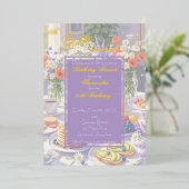 En Aluminium Invitation de brunch d'anniversaire floral (Debout devant)