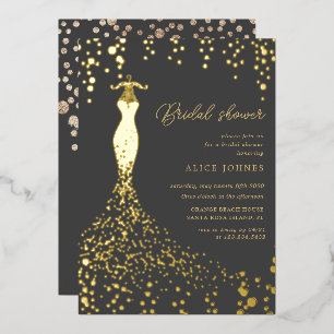 En Aluminium Invitation de carton de douche de mariée de robe d