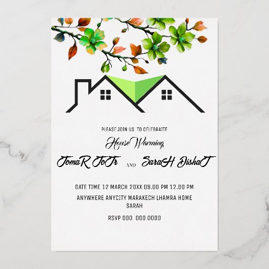 En Aluminium Invitation de Chauffage de Maison Modifiable, P (Recto)