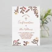 En Aluminium Invitation de confirmation avec feuillage (Debout devant)