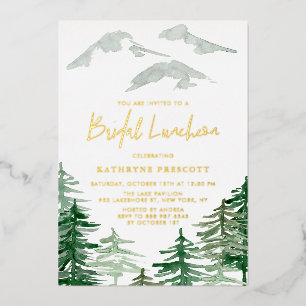 En Aluminium Invitation de déjeuner de mariage aquarelle forêt