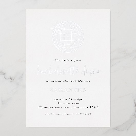 En Aluminium Invitation de fête de bachelorette avec écriture e (Recto)