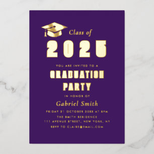 En Aluminium Invitation de fête de fin d'études violette année