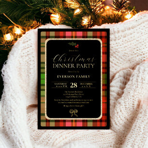 En Aluminium Invitation de fête de Noël à carreaux festifs or t
