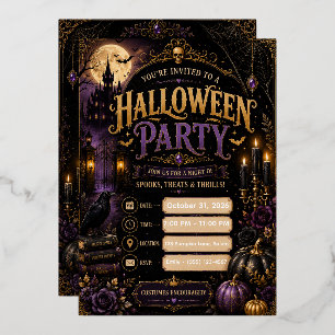 En Aluminium Invitation de fête Halloween gothique modifiable