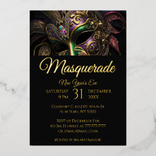 En Aluminium Invitation de fête masquée dramatique
