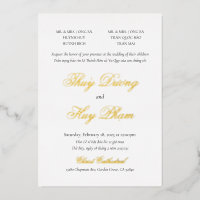 Invitation de Foil vietnamien bilingue