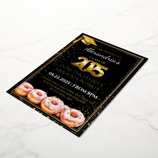 En Aluminium Invitation de graduation Donuts et Degrees 2025 (Rotation)