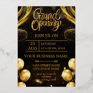En Aluminium Invitation de grande ouverture Black & Gold