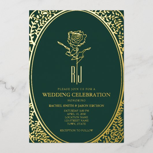 En Aluminium Invitation de luxe Emerald Green Mariage Foil (Recto)