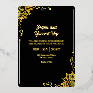 En Aluminium Invitation de luxe noir et or Gold Foil Design