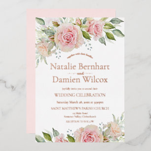 En Aluminium Invitation de Mariage à huile rose et Rose or