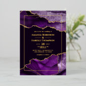 En Aluminium Invitation de Mariage à l'huile d'agate violet et  (Debout devant)
