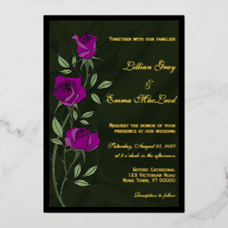 En Aluminium Invitation de mariage à motif de roses gothiques s