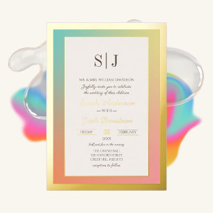 En Aluminium Invitation de mariage arc-en-ciel couleur or métal