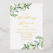 En Aluminium Invitation de mariage avec fleurs blanches et verd (Recto)