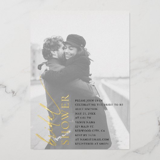 En Aluminium Invitation de mariage avec photo et écriture stylé (Recto)