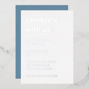 En Aluminium Invitation de mariage bleu poussiéreux blanc avec
