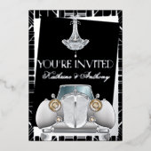En Aluminium Invitation de mariage classique argenté Gatsby Dec (Recto)