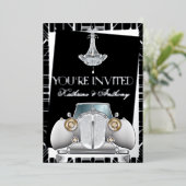 En Aluminium Invitation de mariage classique argenté Gatsby Dec (Debout devant)
