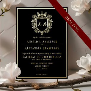 En Aluminium Invitation de Mariage de monogramme Crest