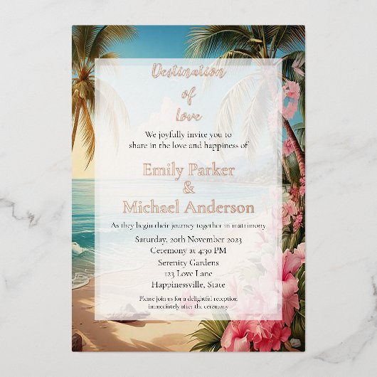 En Aluminium Invitation de mariage élégante avec feuille d'or (Recto)