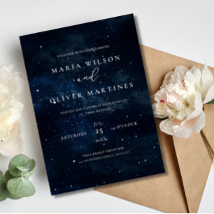 En Aluminium Invitation de mariage élégante nuit étoilée Modern