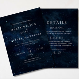 En Aluminium Invitation de mariage élégante nuit étoilée Modern