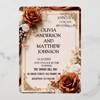 En Aluminium Invitation de mariage florale rustique élégante |