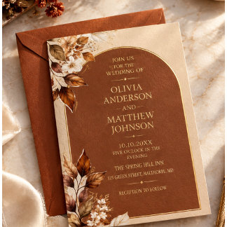 En Aluminium Invitation de mariage florale rustique élégante |
