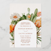 En Aluminium Invitation de Mariage Foil Cactus Boho (Recto)