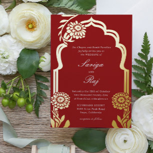 En Aluminium Invitation de mariage indien Gold Marigold