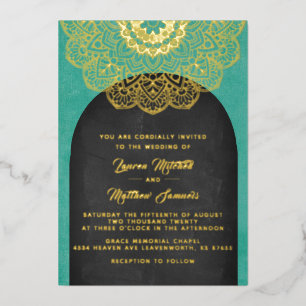 En Aluminium Invitation de mariage mandala or feuille d'alumini