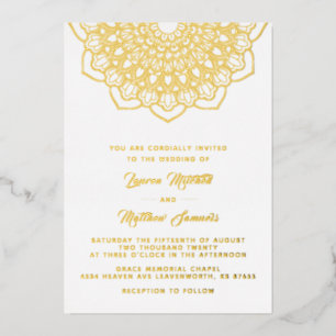 En Aluminium Invitation de mariage mandala or feuille d'alumini