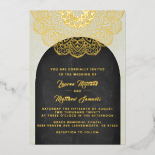 En Aluminium Invitation de mariage mandala or papier d'aluminiu