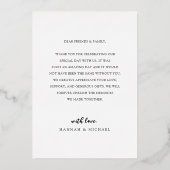 En Aluminium Invitation de Mariage Merci de script moderne (Verso)