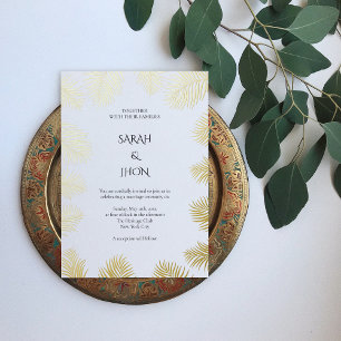 En Aluminium Invitation de mariage minimaliste à la palme tropi