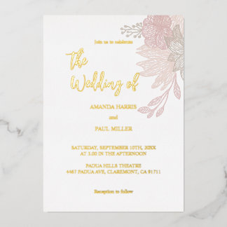 En Aluminium Invitation de mariage minimaliste à motif floral e
