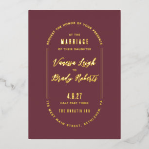 En Aluminium Invitation de mariage minimaliste bordeaux simple