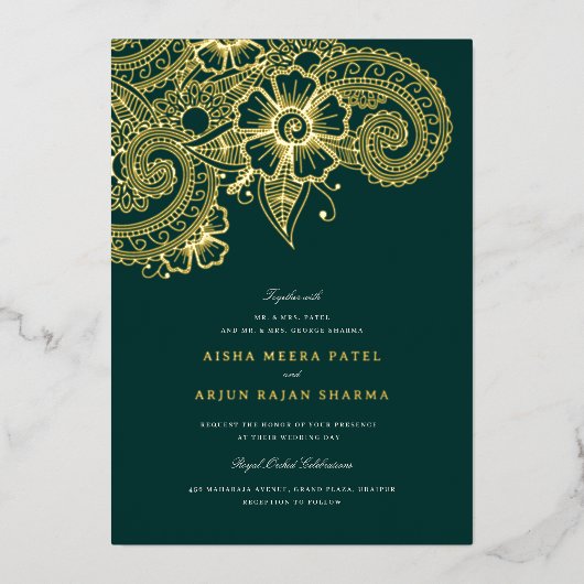 En Aluminium Invitation de mariage Mod Mehandi (Recto)